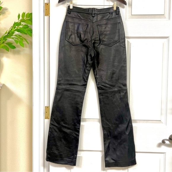 NWT Tommy Hilfiger 100% Leather Mid rise boot cut Black Pants size 5 Y2K - Picture 6 of 10